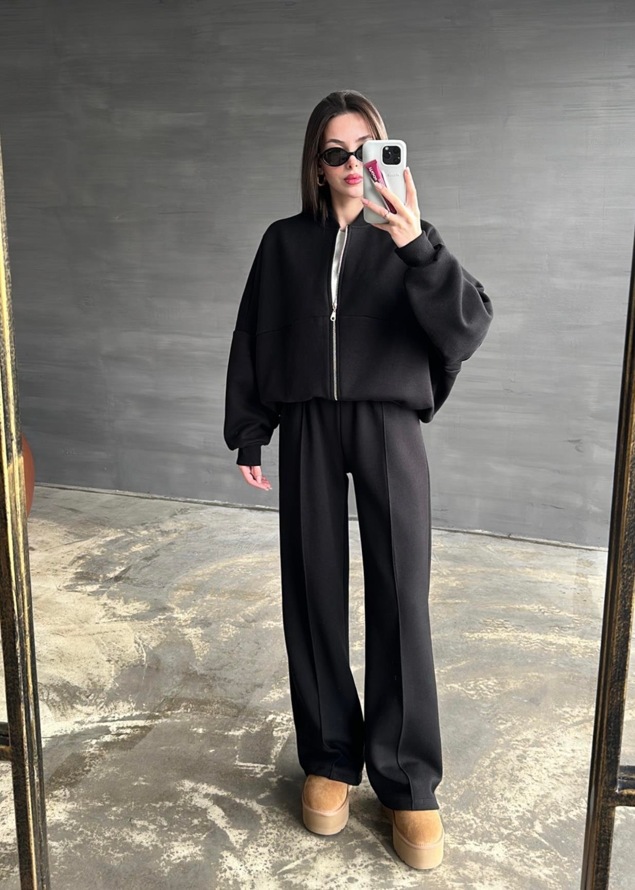 Önden Dikişli Şardonlu Takım SİYAH