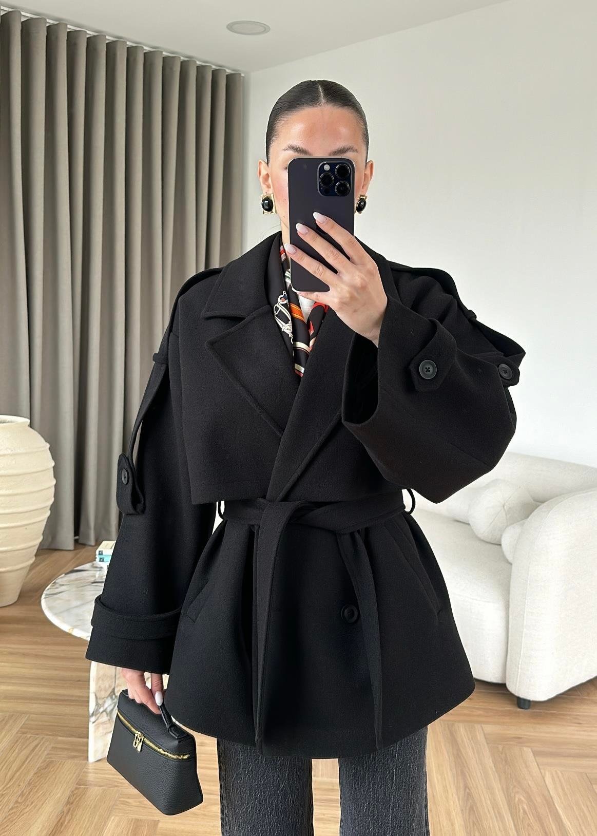 Ara Boy Kaşe Kaban SİYAH