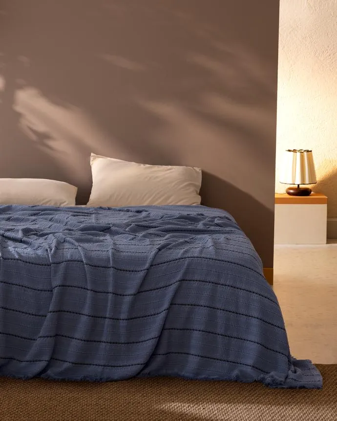 Envelope Çift Kişilik Yatak Örtüsü - İndigo