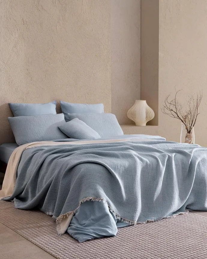 Pivoine 8 Parça Çeyiz - Açık Mavi/Ekru