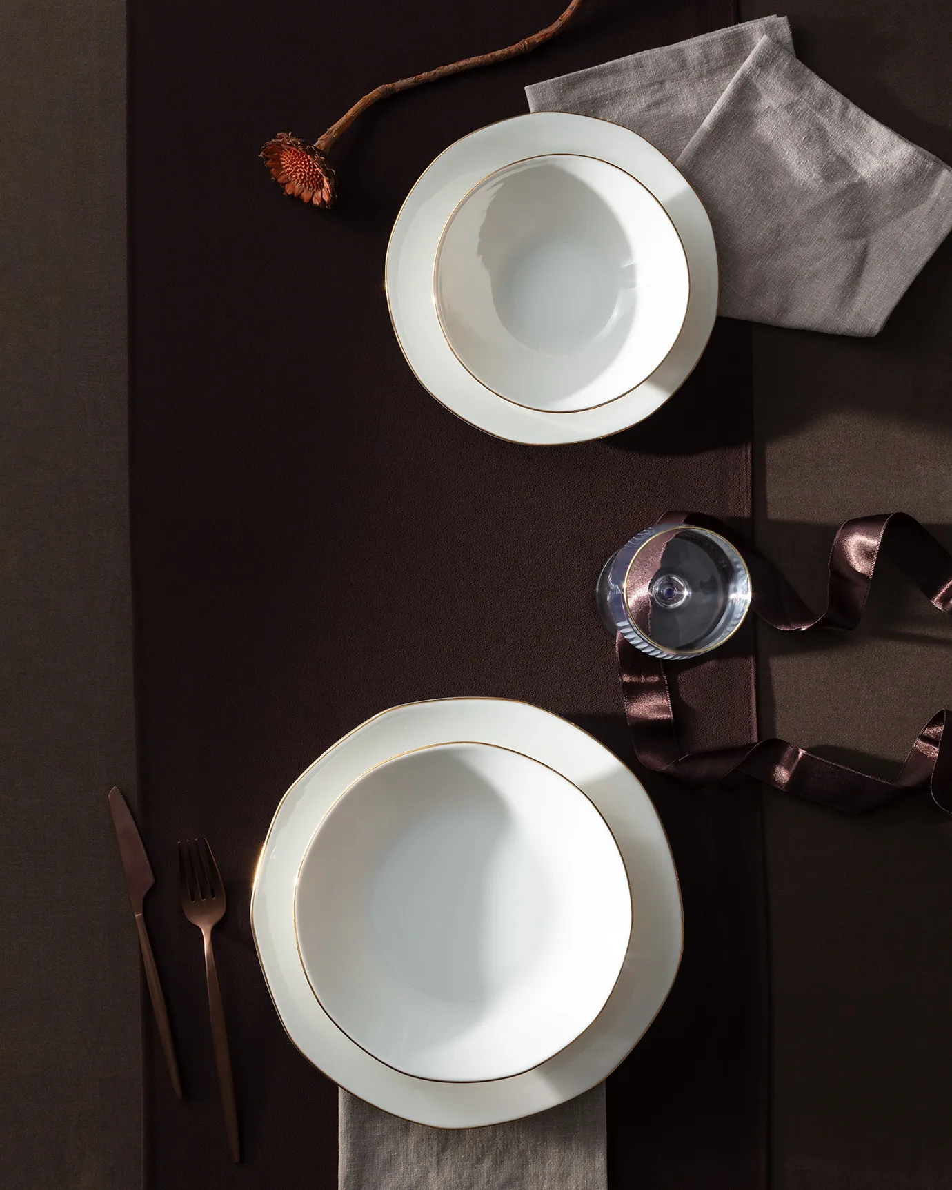 Collin 6 Kişilik 24 Parça Yemek Takımı - Beyaz/Gold