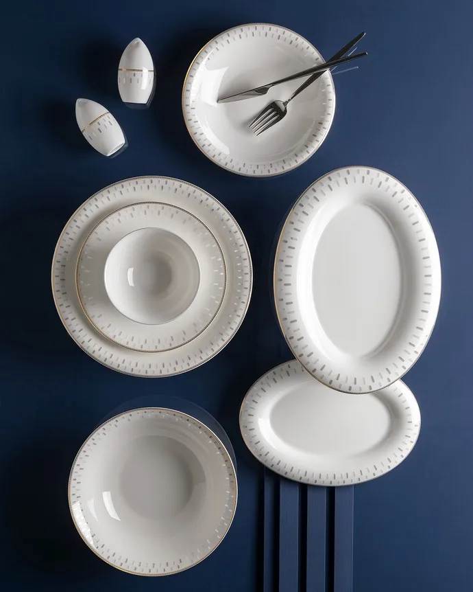 Mabella 6 Kişilik 30 Parça Yemek Takımı - Beyaz/Bej